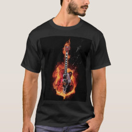 Flammande gitarr t shirt