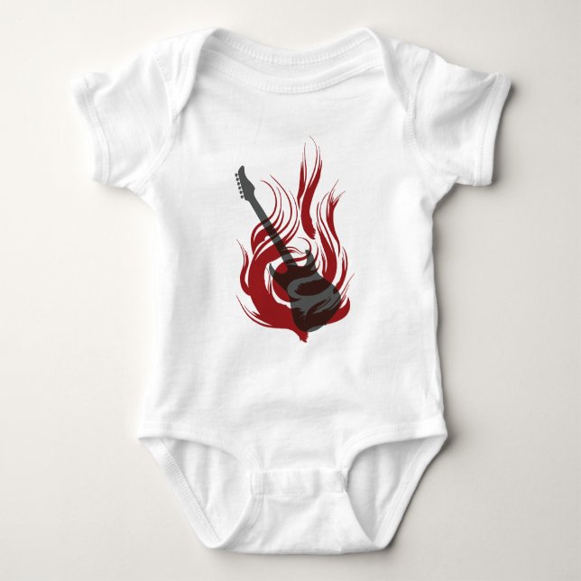 Flammande gitarrT-tröja Tee Shirt (Framsida)