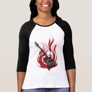 Flammande gitarrT-tröja Tee Shirt