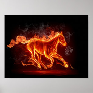 Flammande häst poster