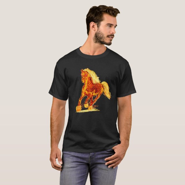 Flammande häst t-shirt (Hel framsida)