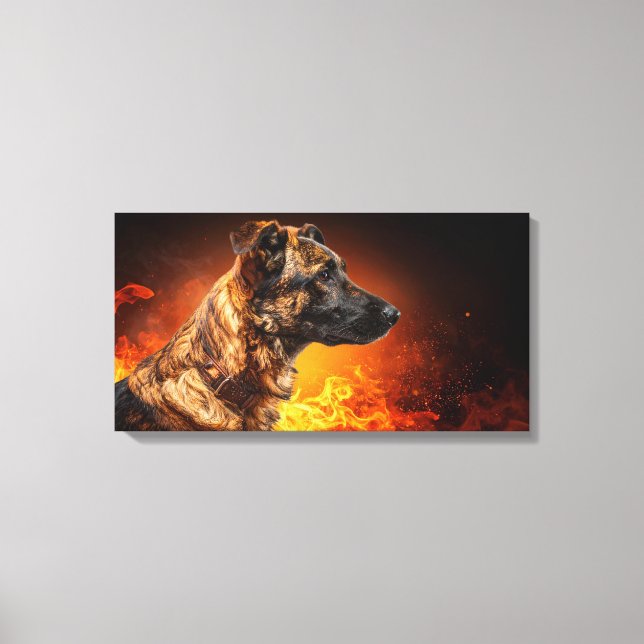 Flammande hund canvastryck (Framsida)