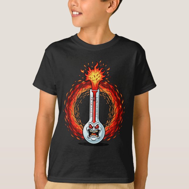 Flammande ilska termometer extrem värme raseri  t shirt (Framsida)