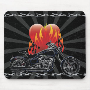 Flammande kärlekbiker Mousepad Musmatta