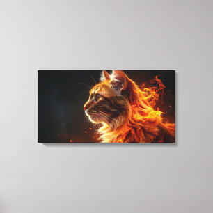 Flammande katt canvastryck