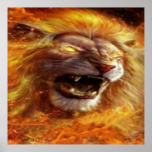 Flammande Lejon Poster