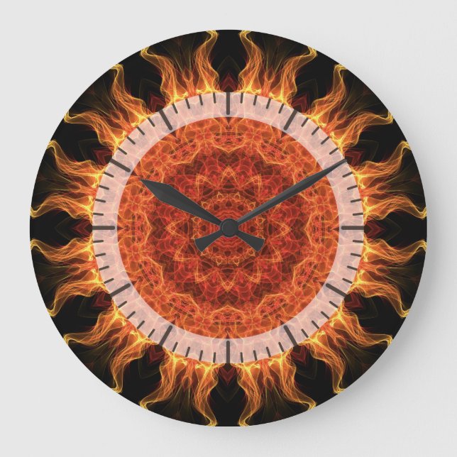 flammande mandala stor klocka (Framsida)