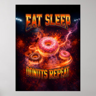 Flammande neon-munkkonst poster