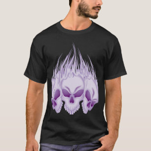 Flammande purpurfärgad döskallar t shirt