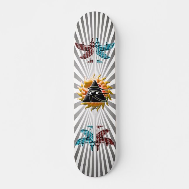 Flammande pyramidögaSkateboard Old School Skateboard Bräda 21,6 Cm (Framsida)