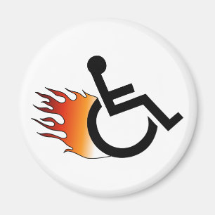 Flammande rullstol magnet