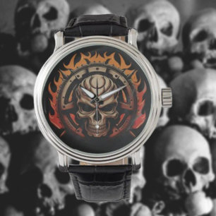 Flammande Skalle Armbandsur