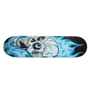 Flammande skalle för blått skateboard bräda 19,5 cm