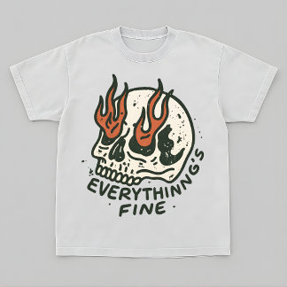 Flammande Skalle Grafisk Sarksastisk Vintage Grung T Shirt
