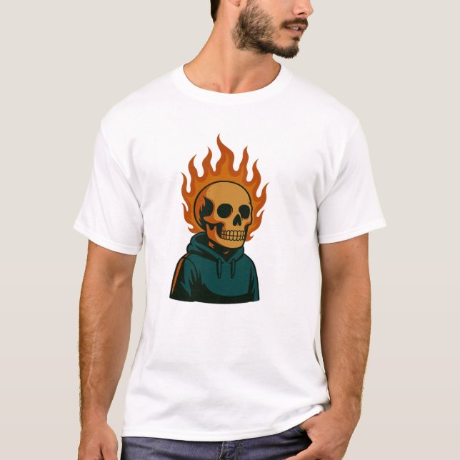 Flammande Skalle T Shirt (Framsida)