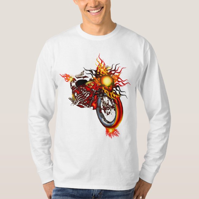 Flammande skalleavbrytartröja t shirt (Framsida)
