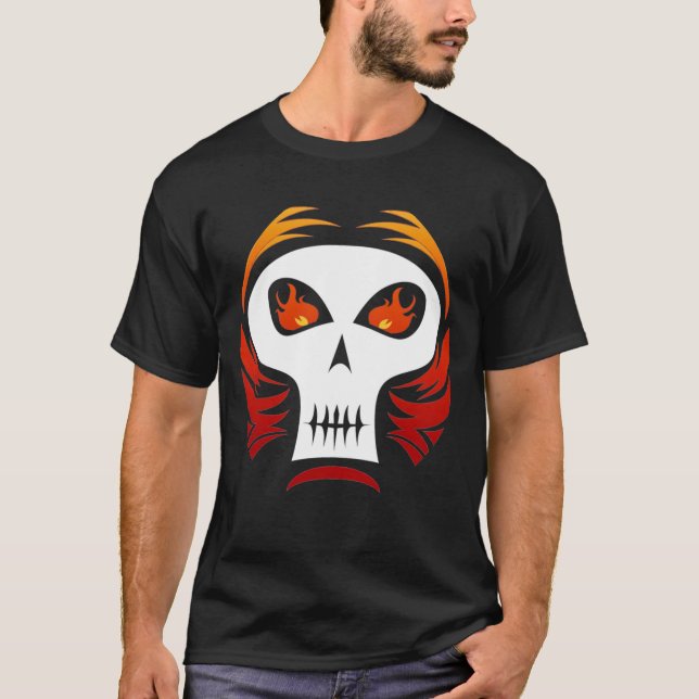 Flammande skallet-skjorta tee shirt (Framsida)