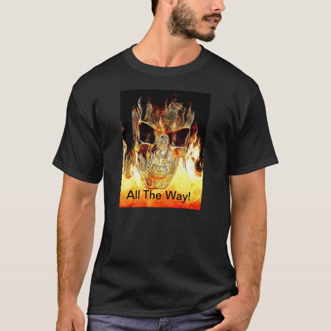 Flammande skalleutslagsplatsskjorta tee shirt (Framsida)