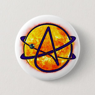 Flammande solateistsymbol knapp