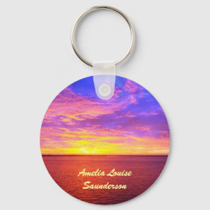 Flammande solnedgångpersonlig Keychain Nyckelring