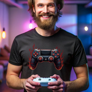 Flammande spelkontroll för konsolspelare t shirt