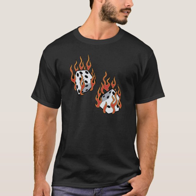 Flammande tärning t-shirt (Framsida)
