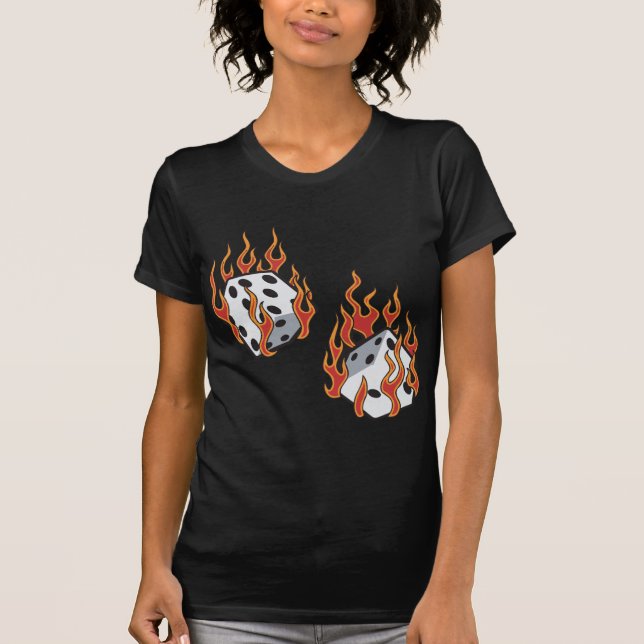 Flammande tärning tee shirt (Framsida)