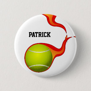 flammande tennis boll knapp