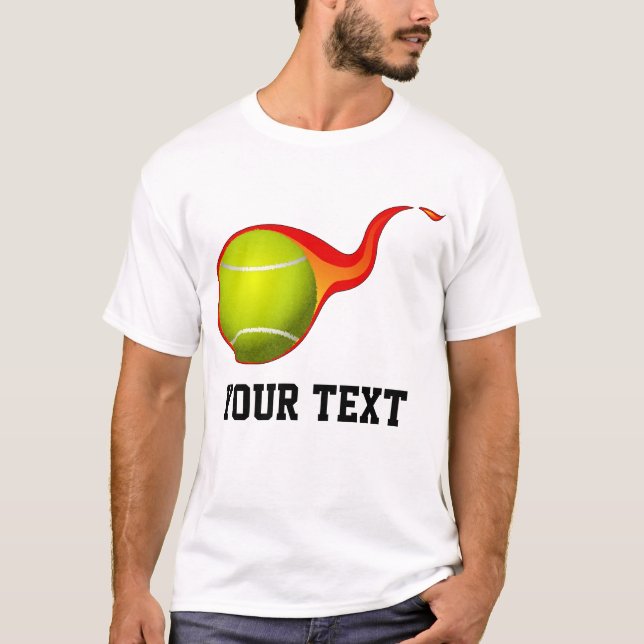 flammande tennis boll t shirt (Framsida)