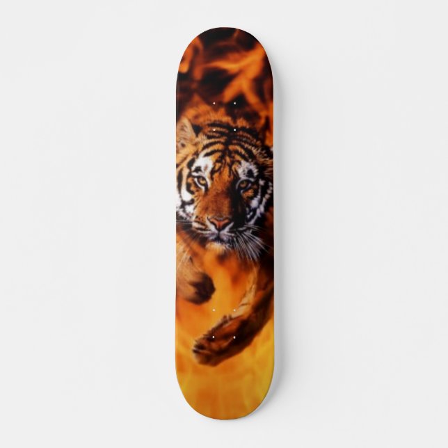 Flammande Tiger Old School Skateboard Bräda 18 Cm (Framsida)