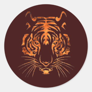 Flammande tiger runt klistermärke