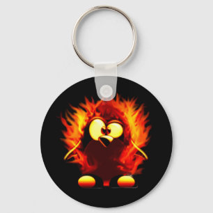 Flammande Tux (pingvinfacklan) Nyckelring