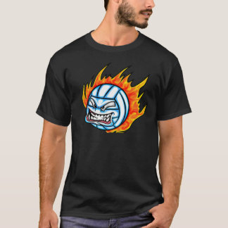 flammande volleyboll tee shirt