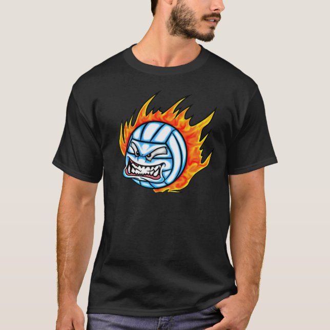 flammande volleyboll tee shirt (Framsida)