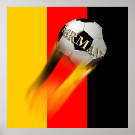 Flammar Tyskland fotbollsboll på Flagga Poster