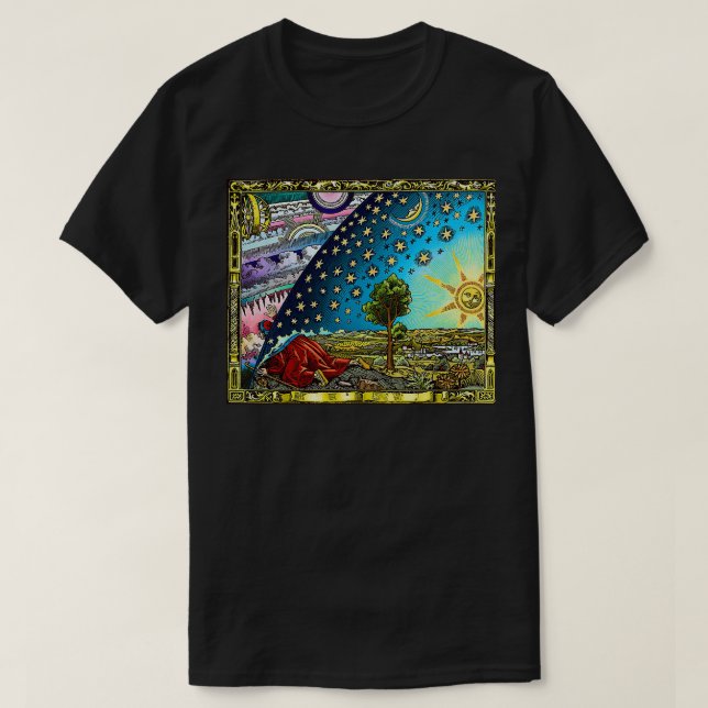 Flammarion Engrave Flat Earth T Shirt (Design framsida)