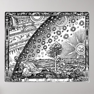 Flammarion Engrave Sol och Stars Poster