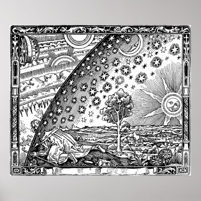 Flammarion Engrave Sol och Stars Poster (Framsidan)