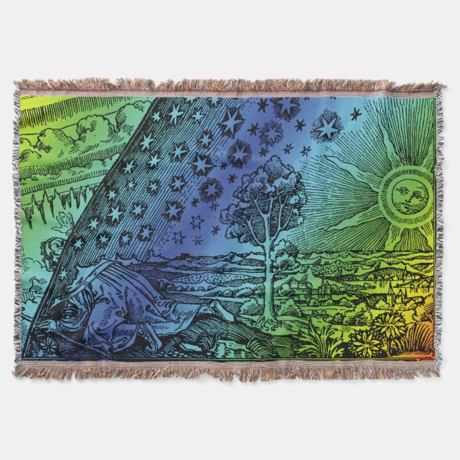 Flammarion Himmel och Jord Gravyr Konstverk Mysfilt (Framsidan)