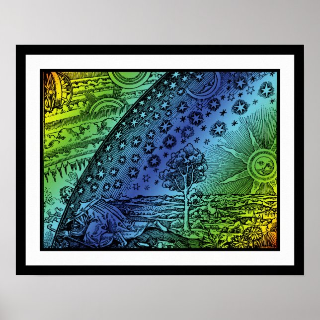 Flammarion Himmel och Jord Gravyr Konstverk Poster (Framsidan)