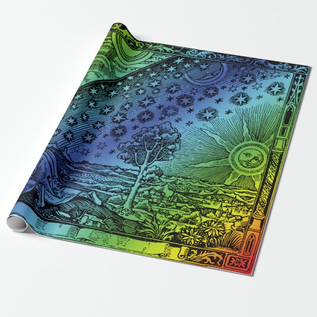 Flammarion Himmel och Jord Gravyr Konstverk Presentpapper (Utrullad)
