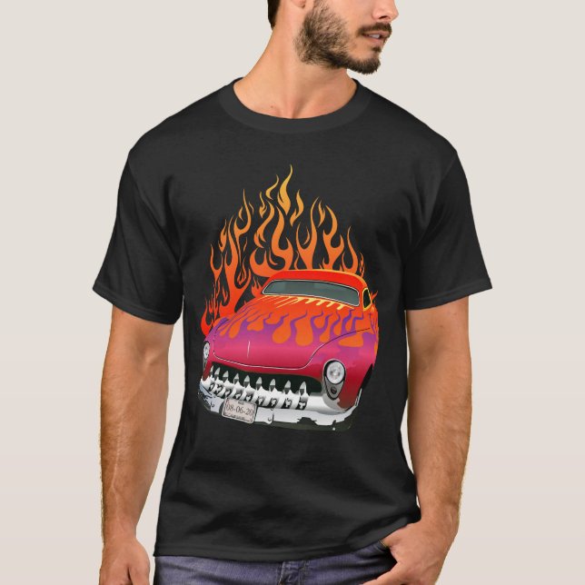 flamme voiture americaine hot rod muscle car vinta t shirt (Framsida)
