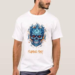 Flammet Fury Skull Fire T-Shirt - Blue Flame Horro