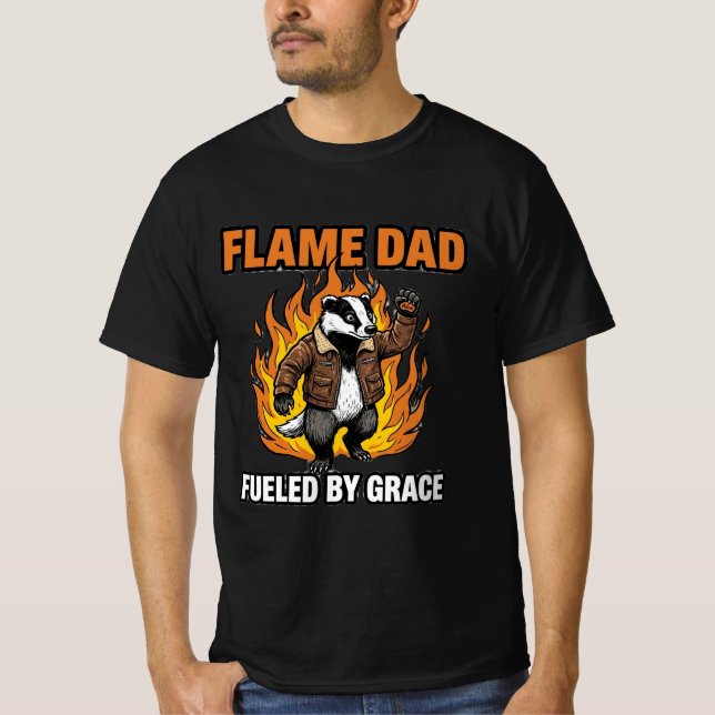 Flammor Pappa Drivs Av Grace Grävling T Shirt (Framsida)