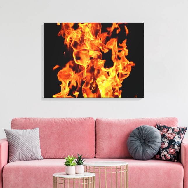 Flammor Sträckt Canvastryck (Insitu (Vardagsrum))