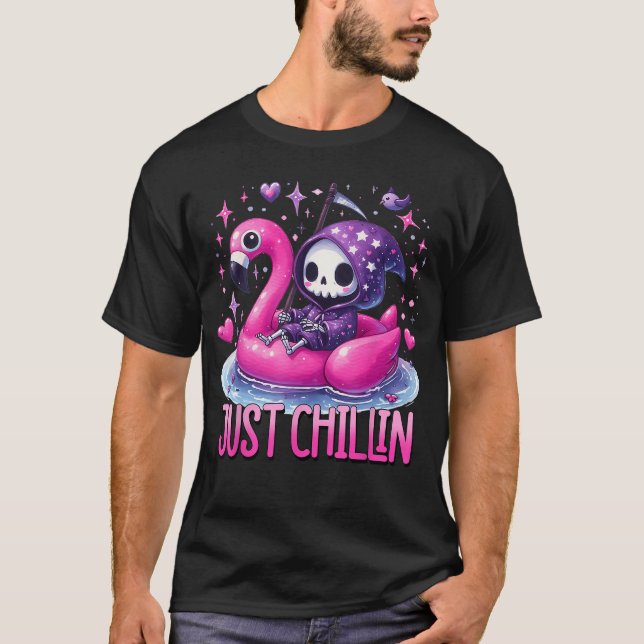 Flamngo Spöke Flamingoween 1 T Shirt (Framsida)