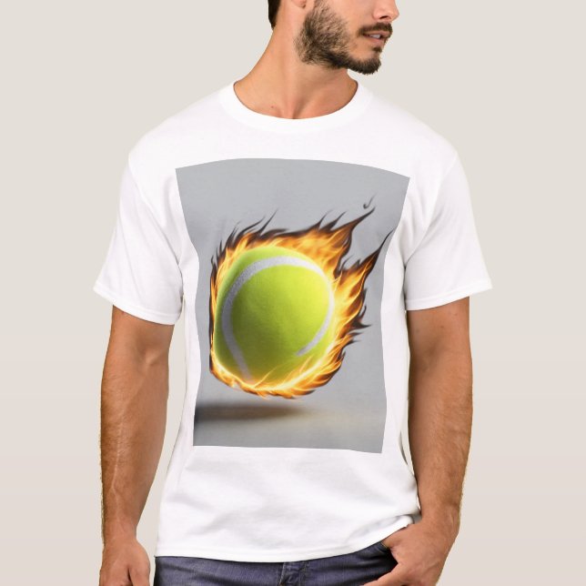 Flamning av tennis Boll med Coola i bakgrunden T Shirt (Framsida)