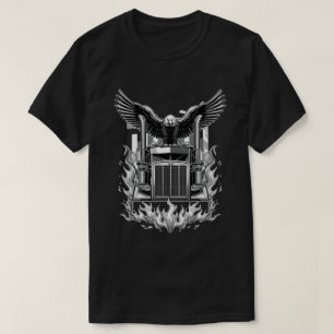 Flamning i Lastbil med Eagle Patriotic Art T Shirt