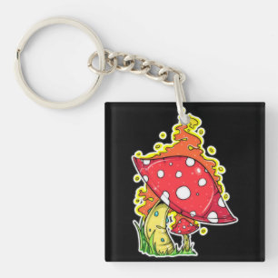 Flamning Psychedelic Mushroom Illustration Art