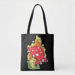Flamning Psychedelic Mushroom Illustration Art Tygkasse